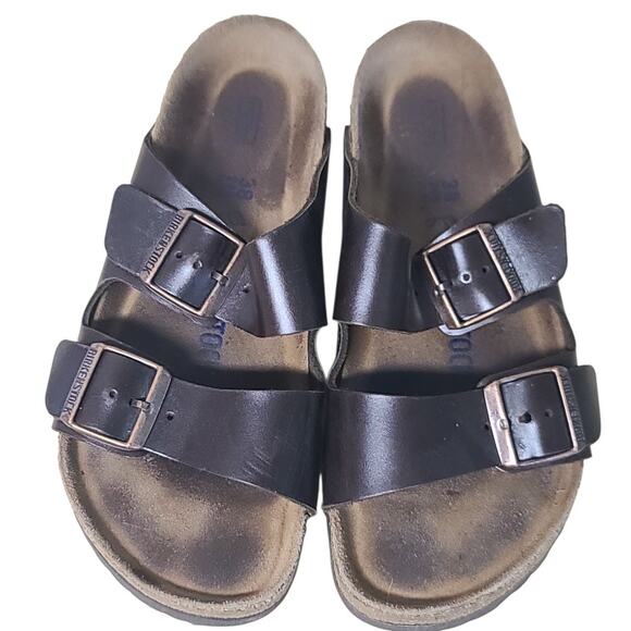 Birkenstock Arizona Brown Leather Soft Footbed Sandals Size 5M/7W - Picture 1 of 8